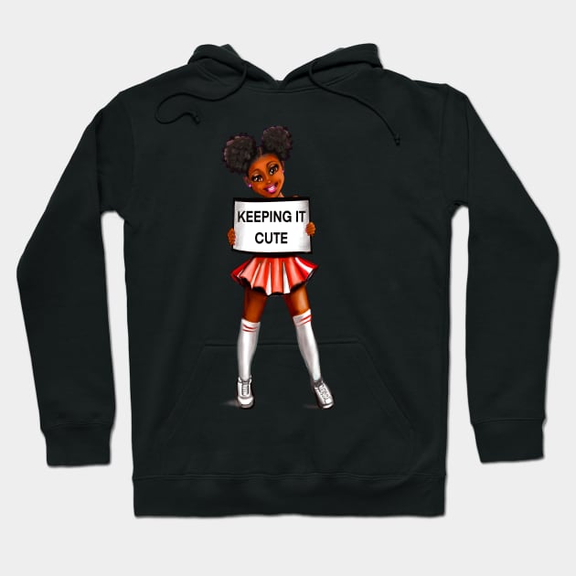 black anime girl cheerleader #002 with Afro hair in puffs, dimples, brown eyes and dark brown skin side profile. Hair love ! Hoodie by Artonmytee